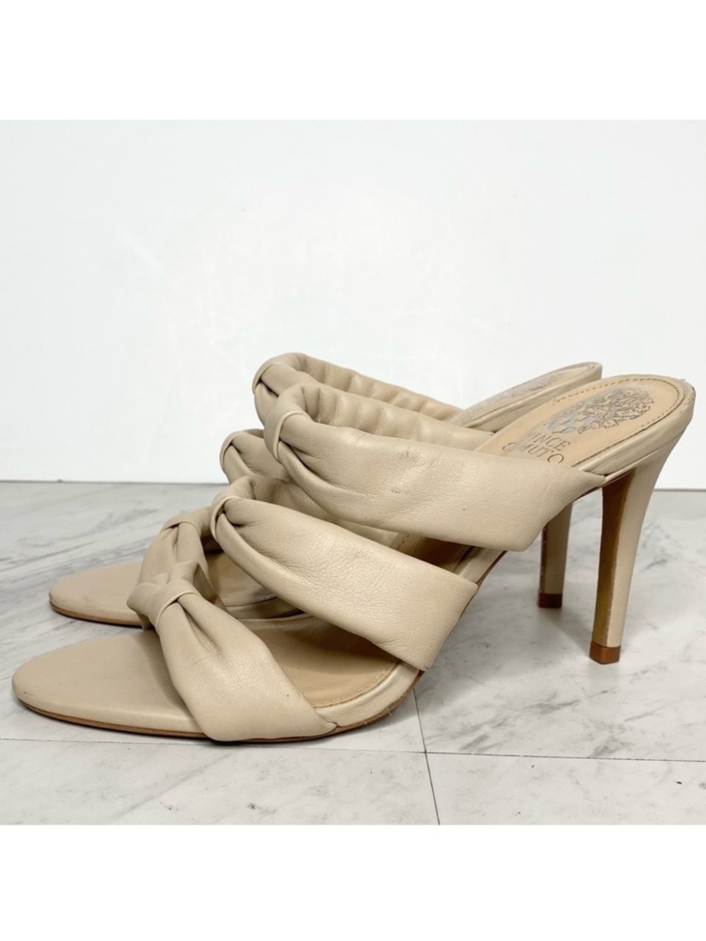Vince Camuto Thendie Tan Leather Heeled Sandal 8 1/2